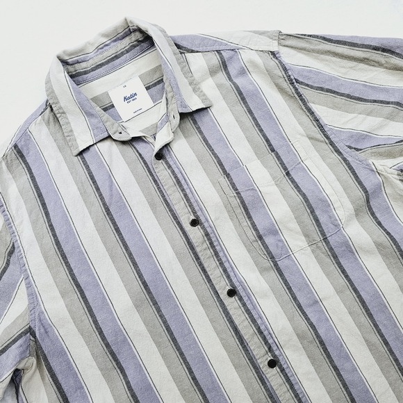 Katin Other - Katin Shirt Mens Large Striped Short Sleeve Button Up Cotton Linen Summer Beach
